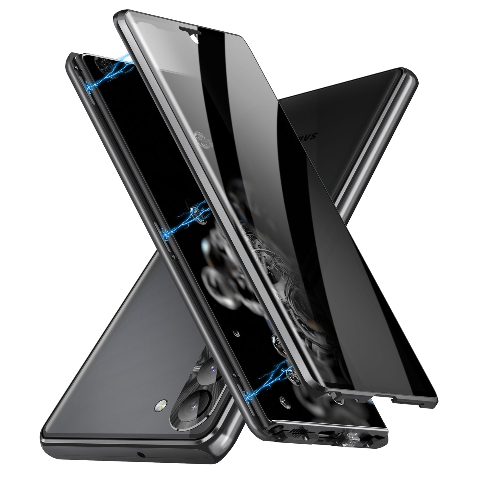 Anti-drop Phone Cover For Samsung Galaxy S23 Anti-peep Single-Sided Tempered Glass PC Panel Phone Case with Safety Buckle and Magnetic Adsorption Metal Frame Anti-drop Phone Cover For Samsung Galaxy S23 Anti-peep Single-Sided Tempered Glass PC Panel Phone Case with Safety Buckle and Magnetic Adsorption Metal Frame